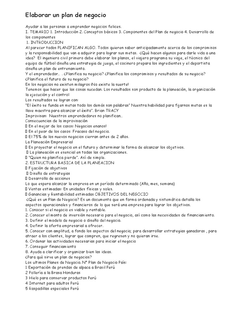 Elaborar Un Plan de Negocio 15 | PDF | Marketing | Producto (Negocio)