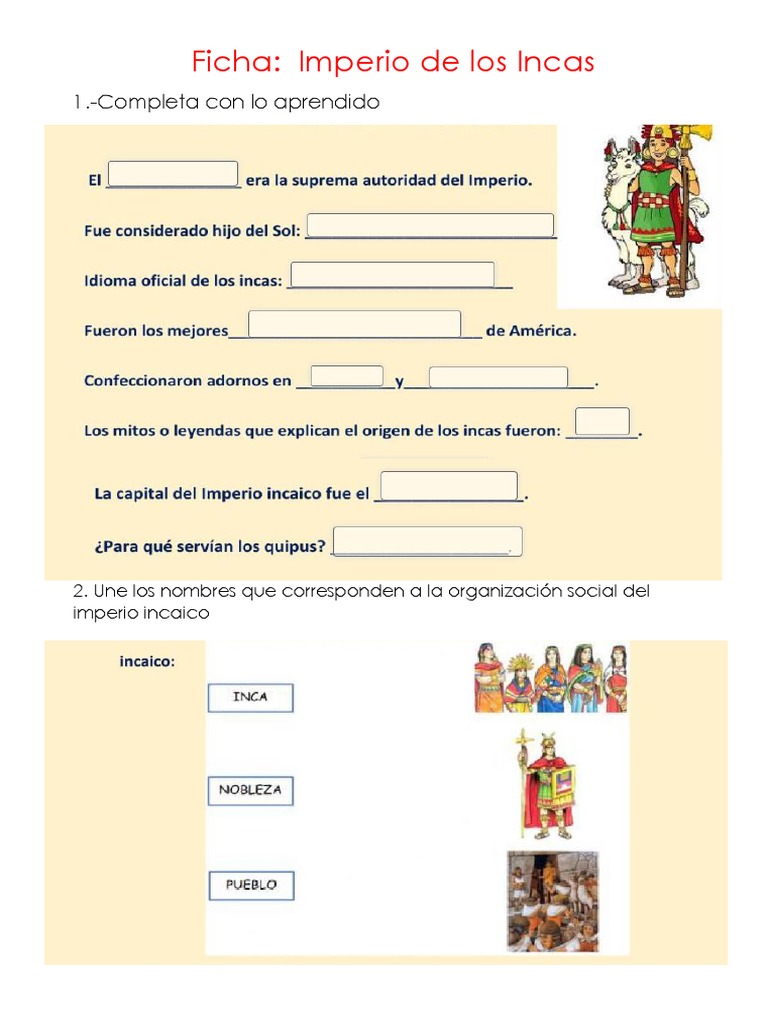 Ficha E L Imperio de Los Incas | PDF