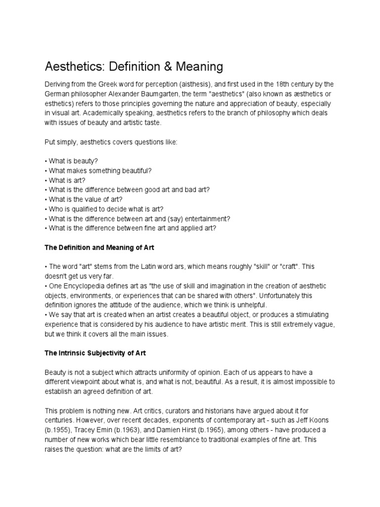 Aesthetics - Definition & Meaning | PDF | Aesthetics | Beauty