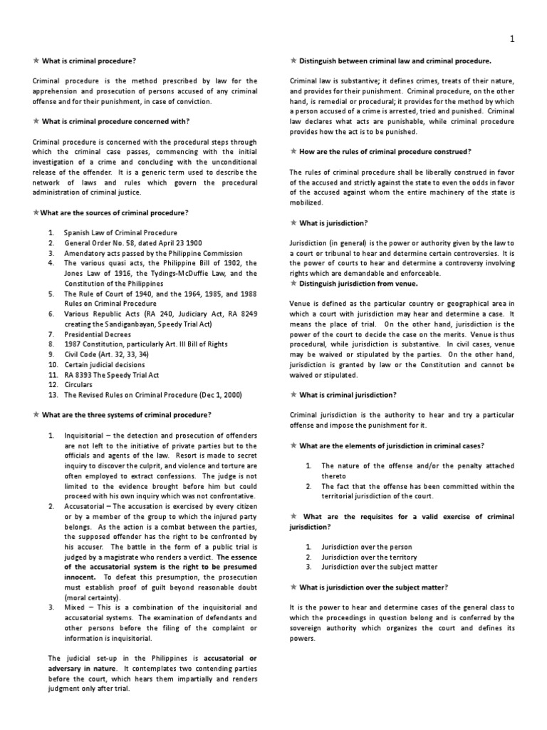 Overview of Criminal Procedure Basics | PDF | Prosecutor | Jurisdiction