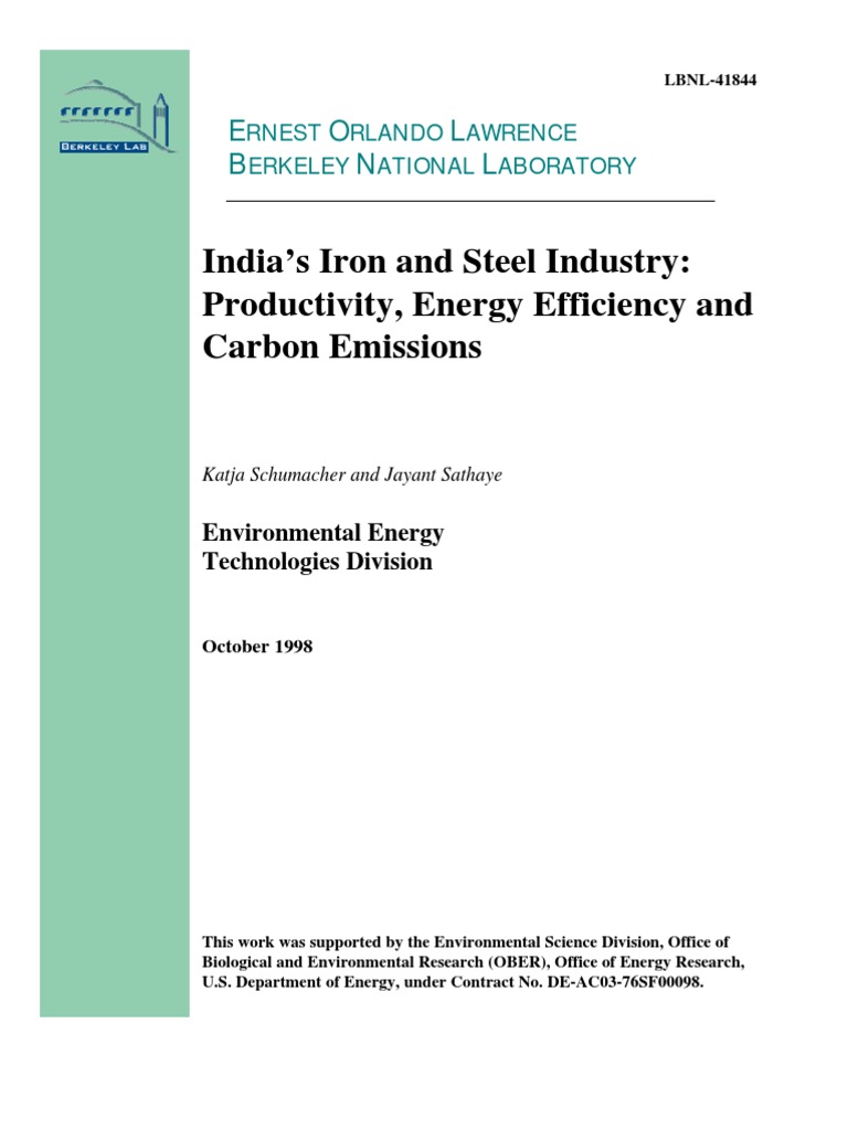 India's Iron and Steel Industry: Productivity, Energy Efficiency and ...