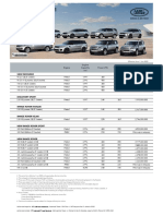 LandRover PriceSheet 2022