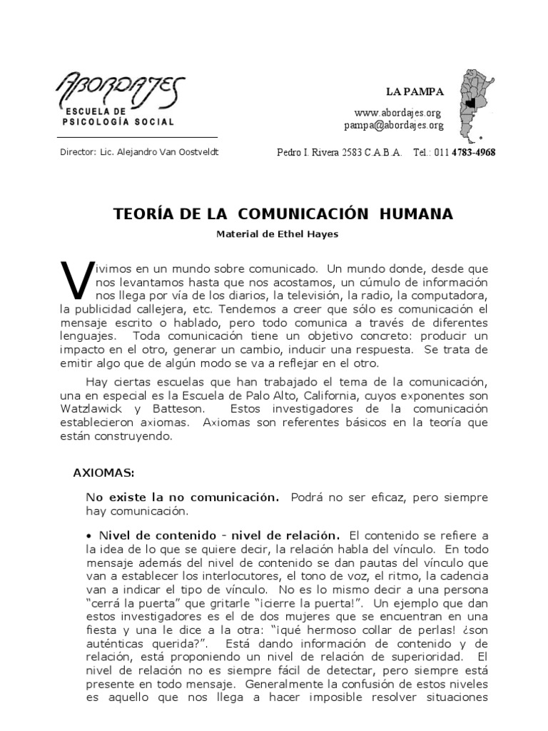 Teoría de la Comunicación Humana | PDF | Palabra | Comunicación
