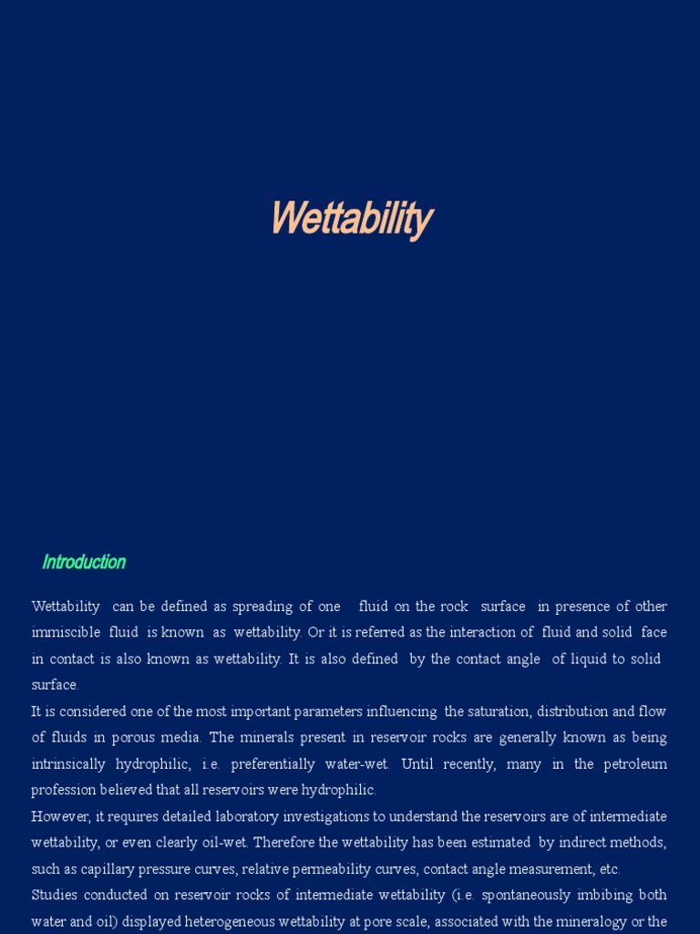 Final Wettability PDF Wetting Petroleum Reservoir