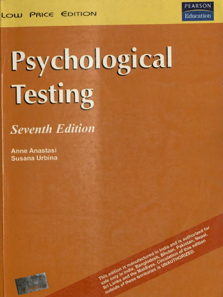 Anastasi, A. & Urbina, S. (1997) Psychological Testing. (7th Ed.) PDF Test (Assessment
