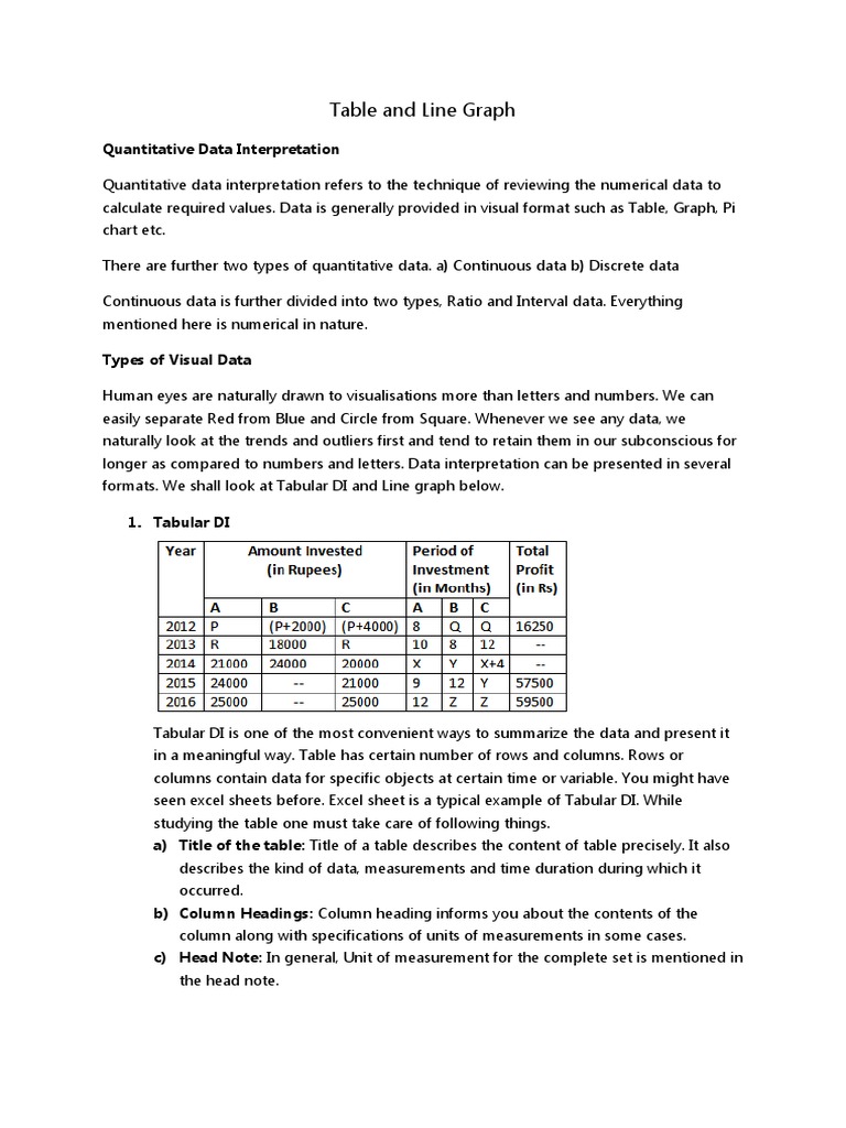 Table and Line Graph | Download Free PDF | Data | Level Of Measurement