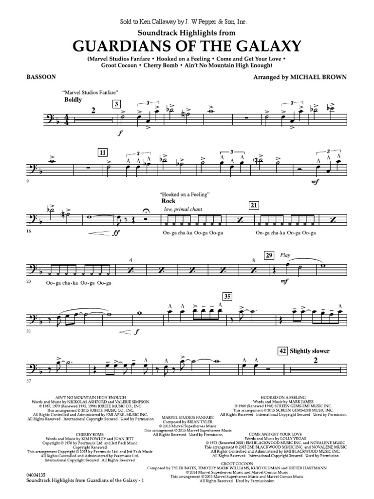 Guardians of The Galaxy - Bassoon | PDF