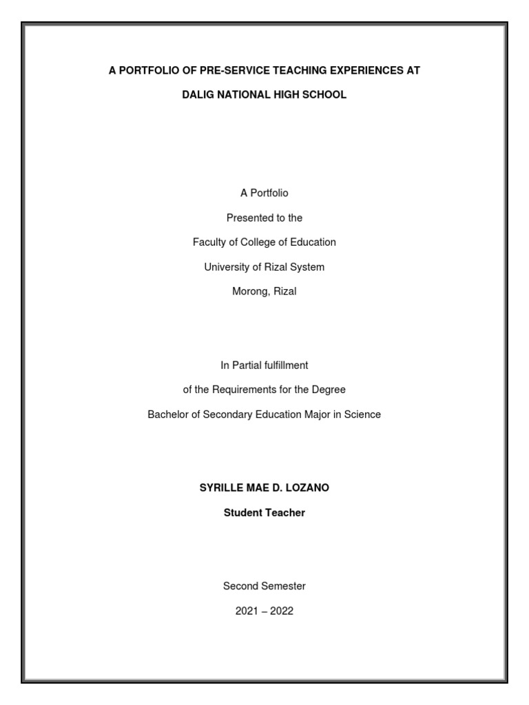 SMDLozano - Student Teaching Portfolio | PDF | Teaching Method | Teachers