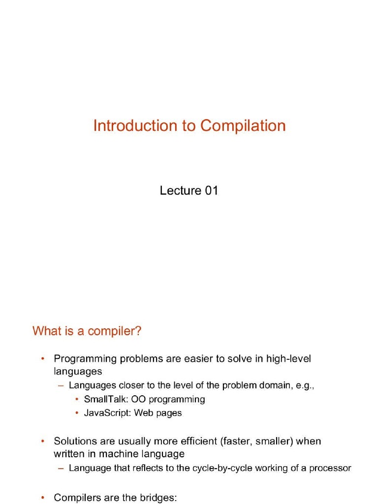 Lecture 01 Introduction To Compiler | PDF