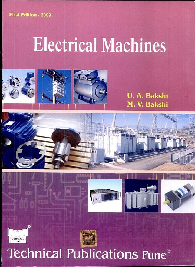 Electrical Machines U A Bakshi M V Bakshi 1 And 2 Chapters