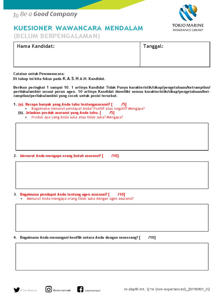 In-Depth Int. Questionnaire (Non-Experienced) - 20190901 - V2 | PDF
