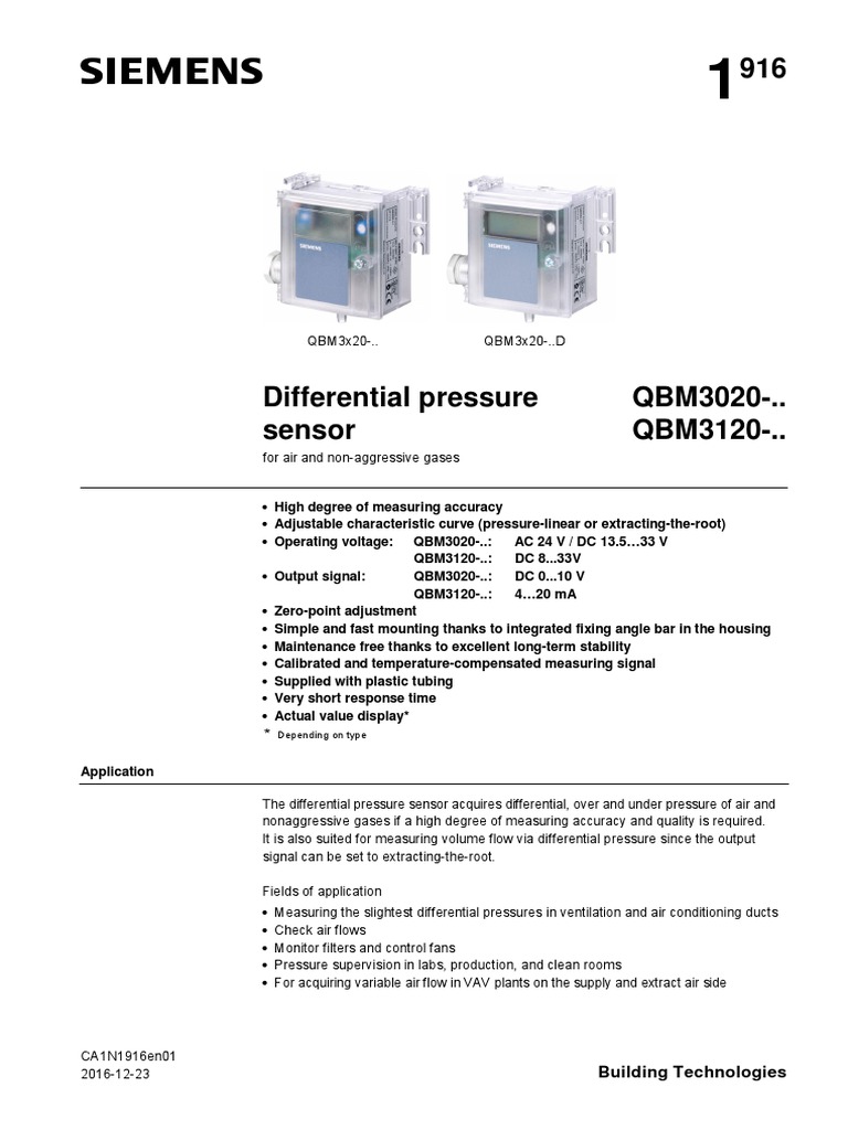Differential Pressure Sensor Filter PDF Pressure Measurement Electrical Engineering