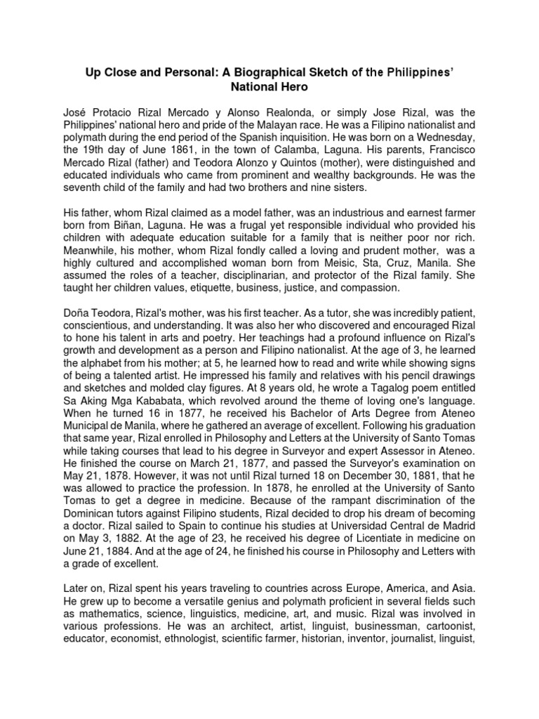 Biography of Rizal | PDF