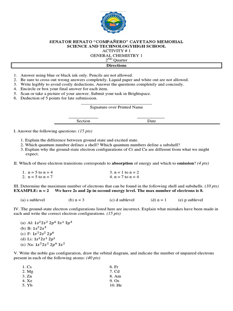 Electron Configuration Activity Guide | PDF | Periodic Table | Electron ...