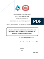 Trabalho Individual de GRH Mestrado em Administração e Finanças UAN Kinanganto@gmail