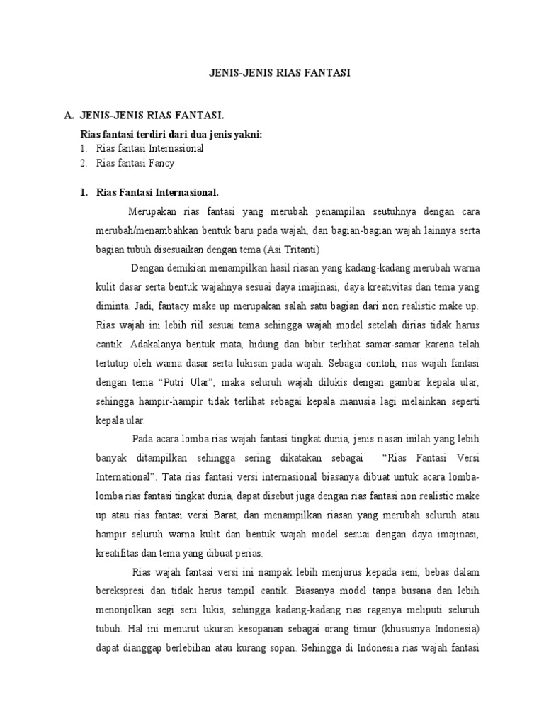 Jenis-Jenis Rias Fantasi dan Penataan | PDF