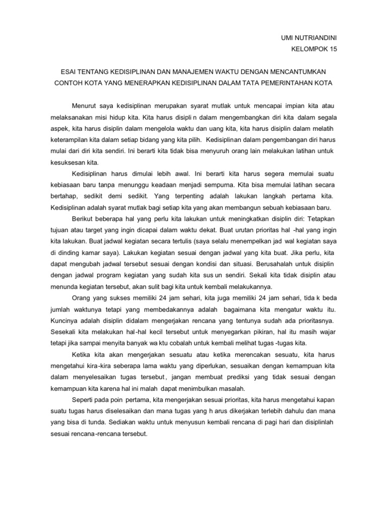 Esai Tentang Kedisiplinan Dan Manajemen Waktu Dengan  Esai Tentang Kedisiplinan Dan Manajemen Waktu Dengan