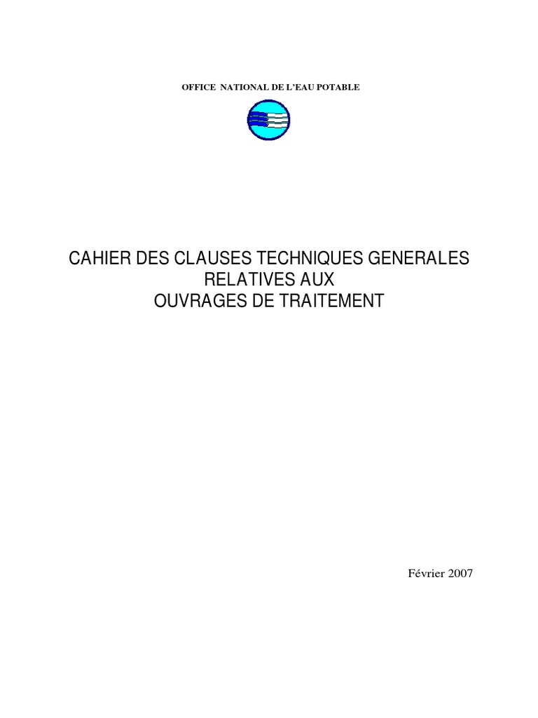 CCTG pour Ouvrages de Traitement d'Eau | PDF | Filtration | Pompe