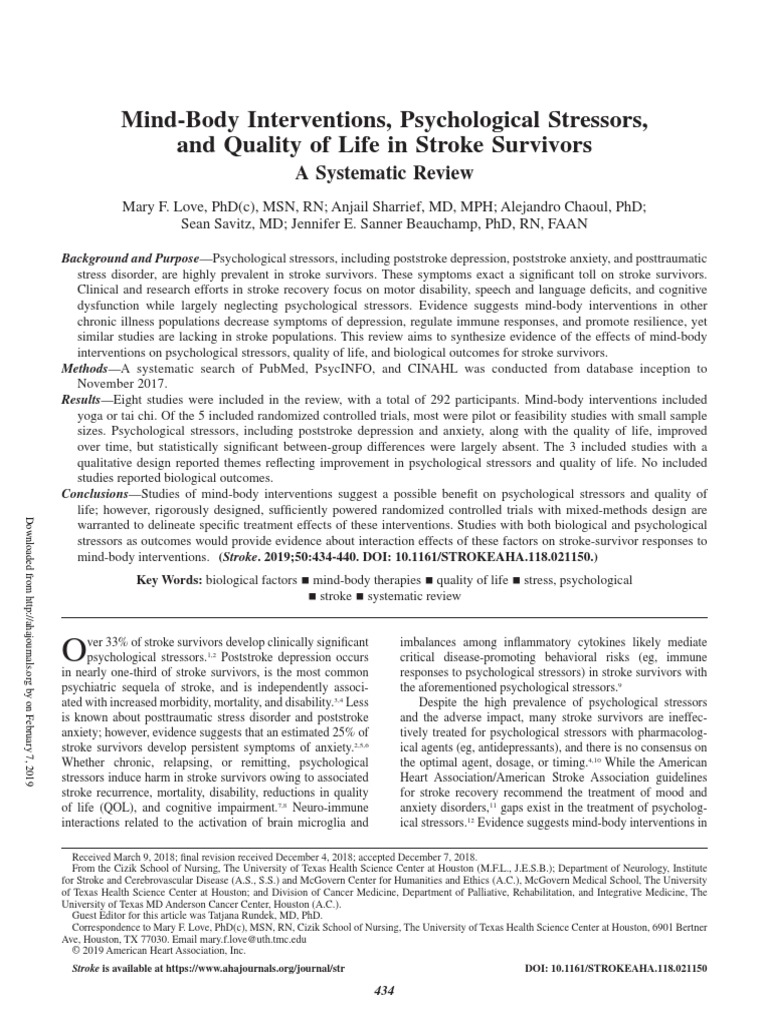 Quality of Life in Stroke Survivors | PDF | Self-Improvement