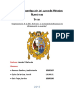 Trabajo de Investigación Del Curso de Métodos Numéricos