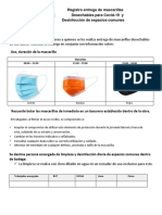 Registro de Entrega de Mascarilla Desechables y Desinfeccion de Espacios Comunes PDF