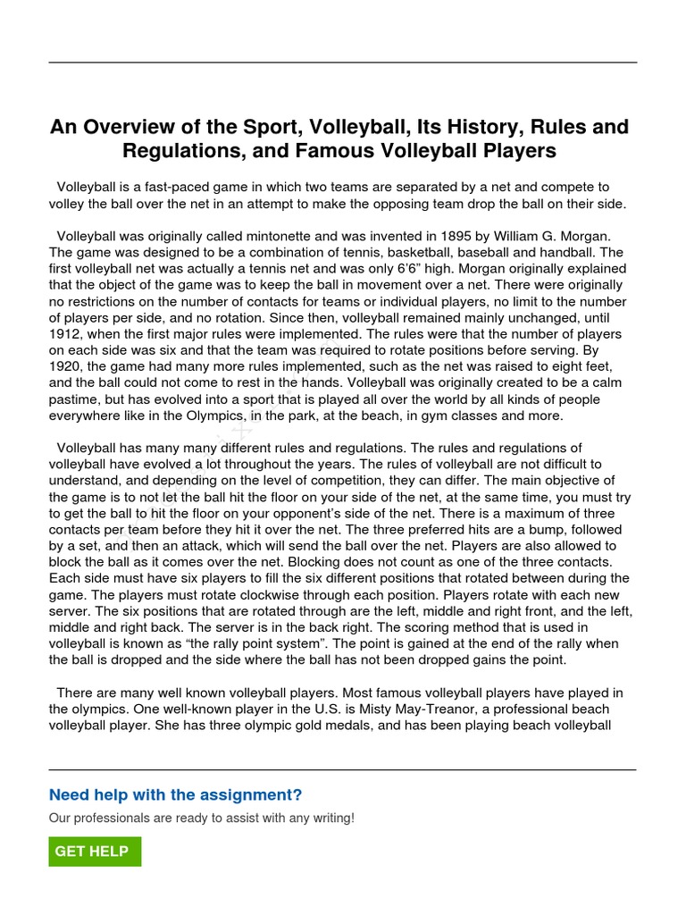 An Overview of The Sport Volleyball Its History Rules and Regulations ...