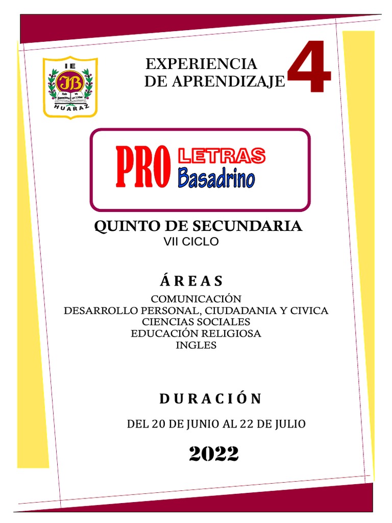 5to Pro Letras JBG | PDF | Ensayos | Perú