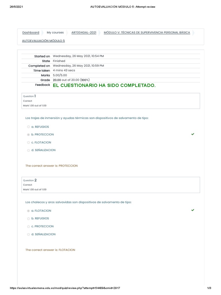 Autoevaluación Módulo 5 Semana 4 | PDF