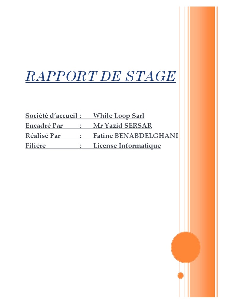 Rapport de stage en développement informatique | PDF | Html | PHP