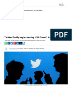 Twitter Finally Begins Testing 'Edit Tweet' Feature - Deccan Herald