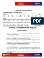 Dados de identificação do candidato em documento sobre simulado