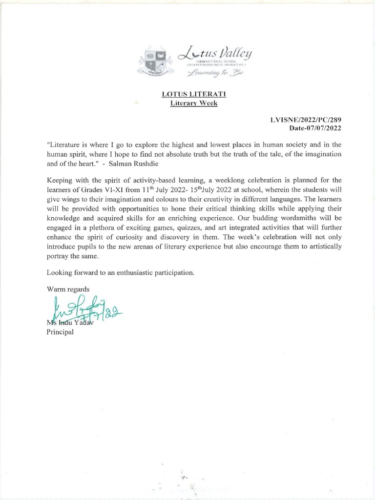 Literary Week Circular PDF