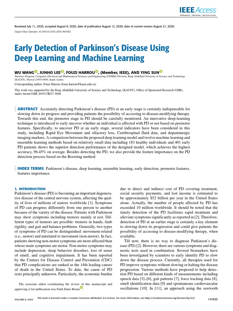Early Parkinson's Disease Detection Using AI | PDF | Deep Learning ...