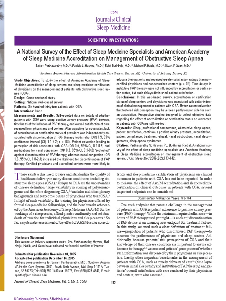 Management of Obstructive Sleep Apnea | PDF | Sleep Medicine | Sleep Apnea