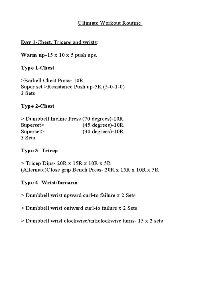 Ultimate 5-Day Workout Routine | PDF | Weight Training | Recreation