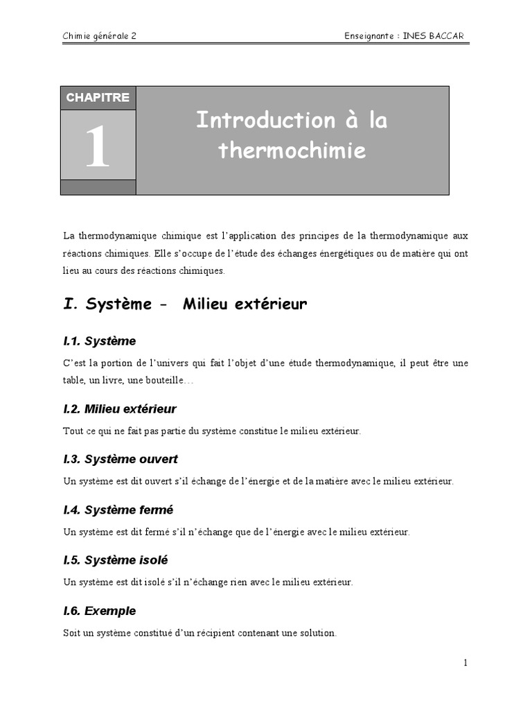 Thermodynamique et Thermochimie | PDF | Capacité thermique | Enthalpie ...