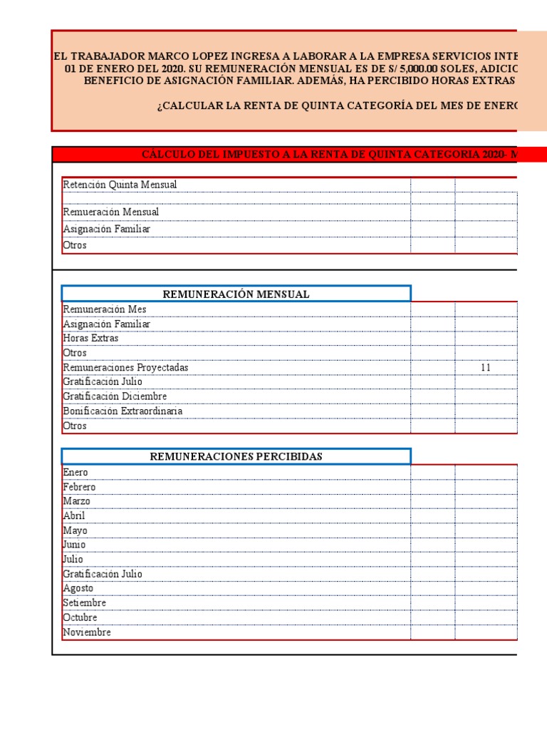Renta de 5ta Categoria 2020 | PDF | Salario | Impuesto sobre la renta