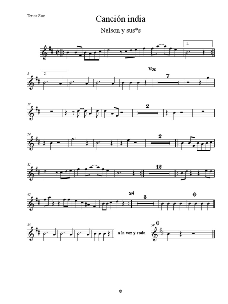 Cancion India Sax Tenor PDF