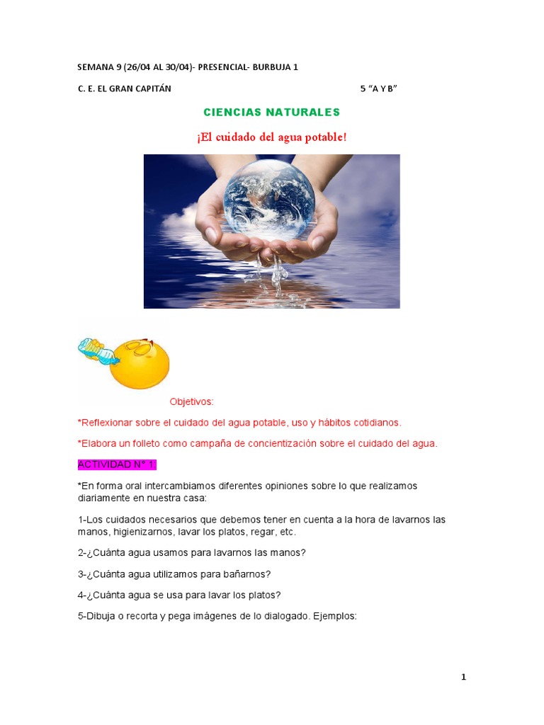 Cuidado del Agua: Actividades para Niños | PDF | Agua
