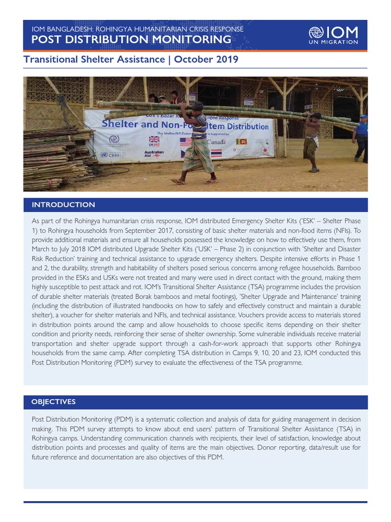 IOM - Shelter NFI 6th Round PDM Report October 2019 | PDF | Survey ...
