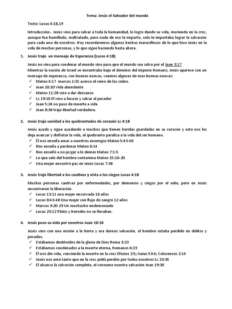Jesus El Salvador Del Mundo | PDF | Jesús | Salvación