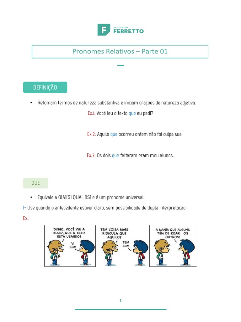Uso de Pronomes Relativos em Frases | PDF