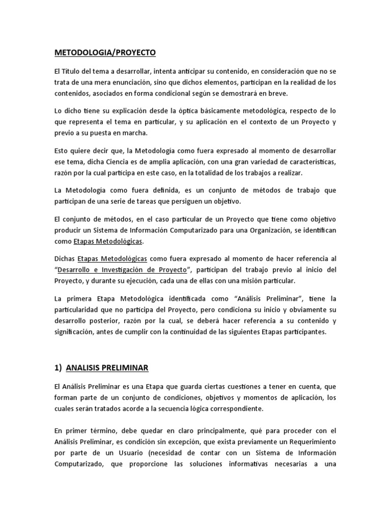 An lisis Preliminar De Proyectos PDF Metodolog a Riesgo