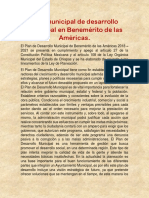 Plan Municipal de Desarrollo Municipal en Benemérito de Las Américas.