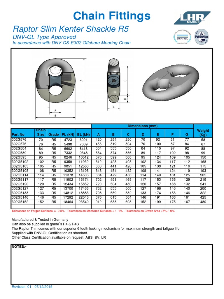 Raptor Slim Kenter Shackle R5 | PDF | Engineering Tolerance ...