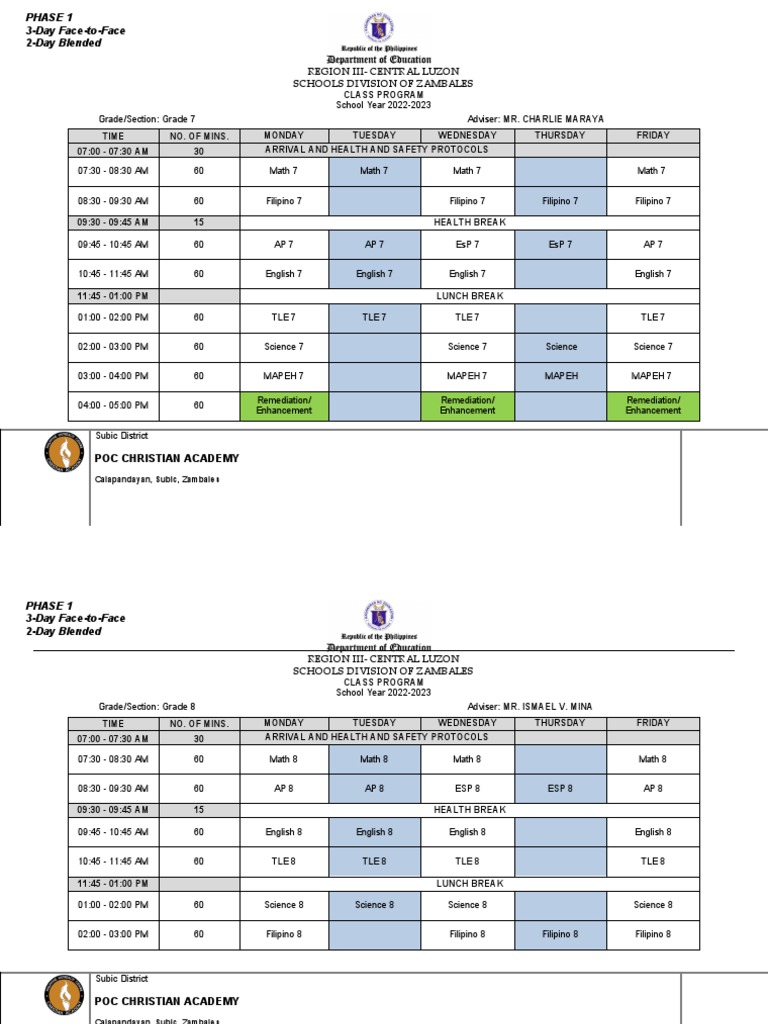 Class Program 2022 2023
