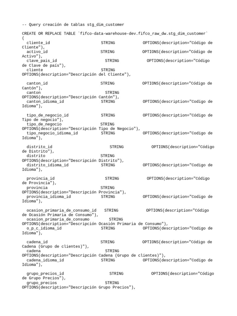 Creación de tabla stg_dim_customer | PDF | Informática | Gestión de ...