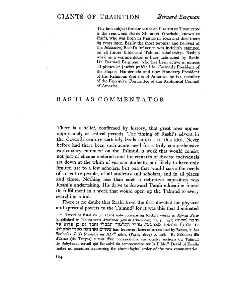 Rashi: The Talmud's Influential Commentator | PDF | Talmud | Judaism