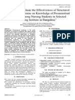 A Study To Evaluate The Effectiveness of Structured Teaching Programme On Knowledge of Premenstrual Syndrome Among Nursing Students in Selected Nursing Institute in Bangalore
