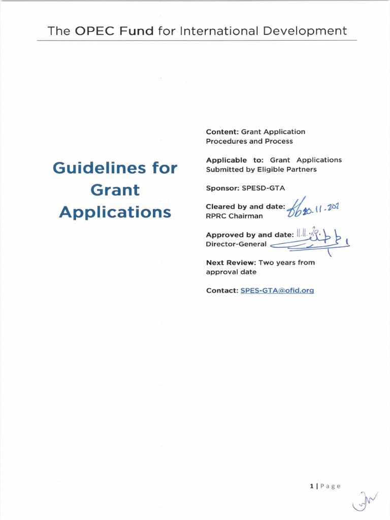 Guidelines for grant applications the opec fund for international
